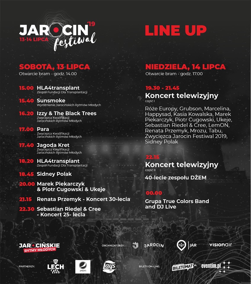 Line Up Jarocin Festiwal 2019
