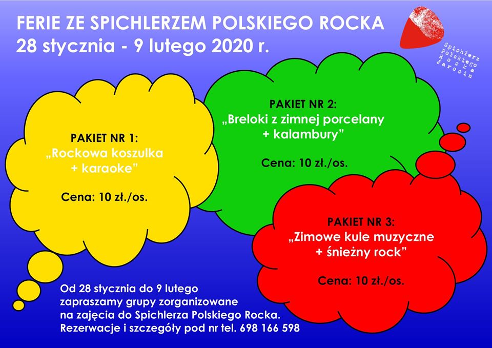 Ferie 2020 w Spichlerzu Polskiego Rocka – oferta zajęć :)